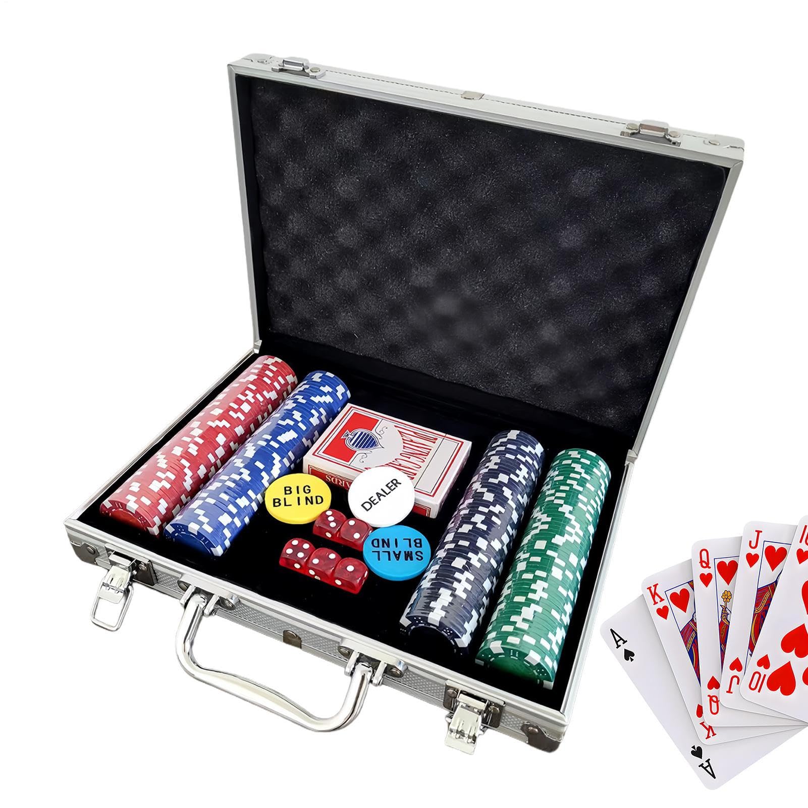 Zestaw Żetonów Pokerowych Z Walizką Bez nominału | Karciano-Planszowy Zestaw Pokerowy Na imprezy, do domu, w podróż, rodzinne wieczory, wieczory kawalerskie, pokoje gier, dla