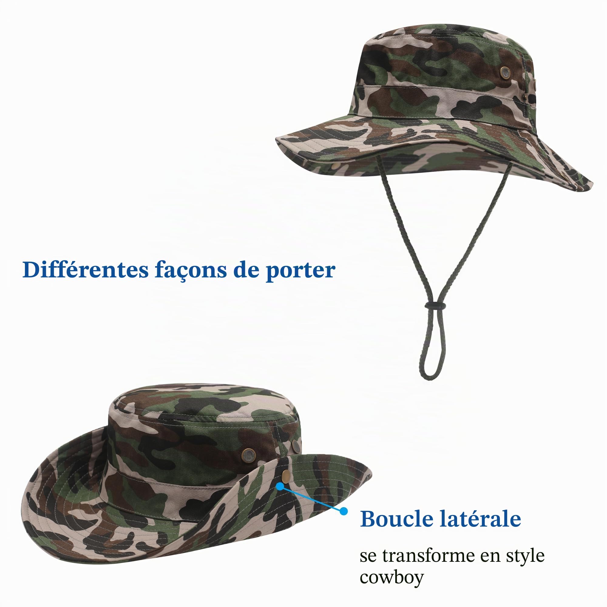 ZLYC Eté Camouflage Chapeau de Soleil Safari Chapeau pour Homme