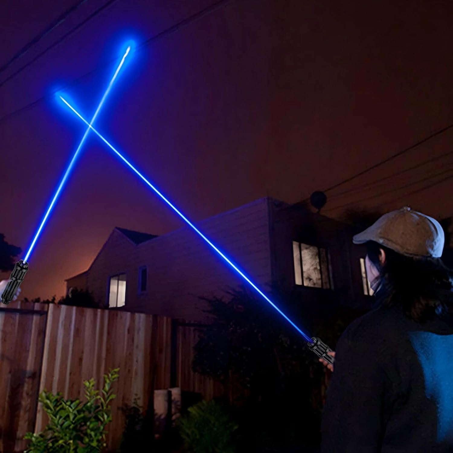 Blue Flashlight, Long Range Blue Flash Light with Adjustable Focus, Rechargeable Handheld Light for Hiking, Camping, Fishing