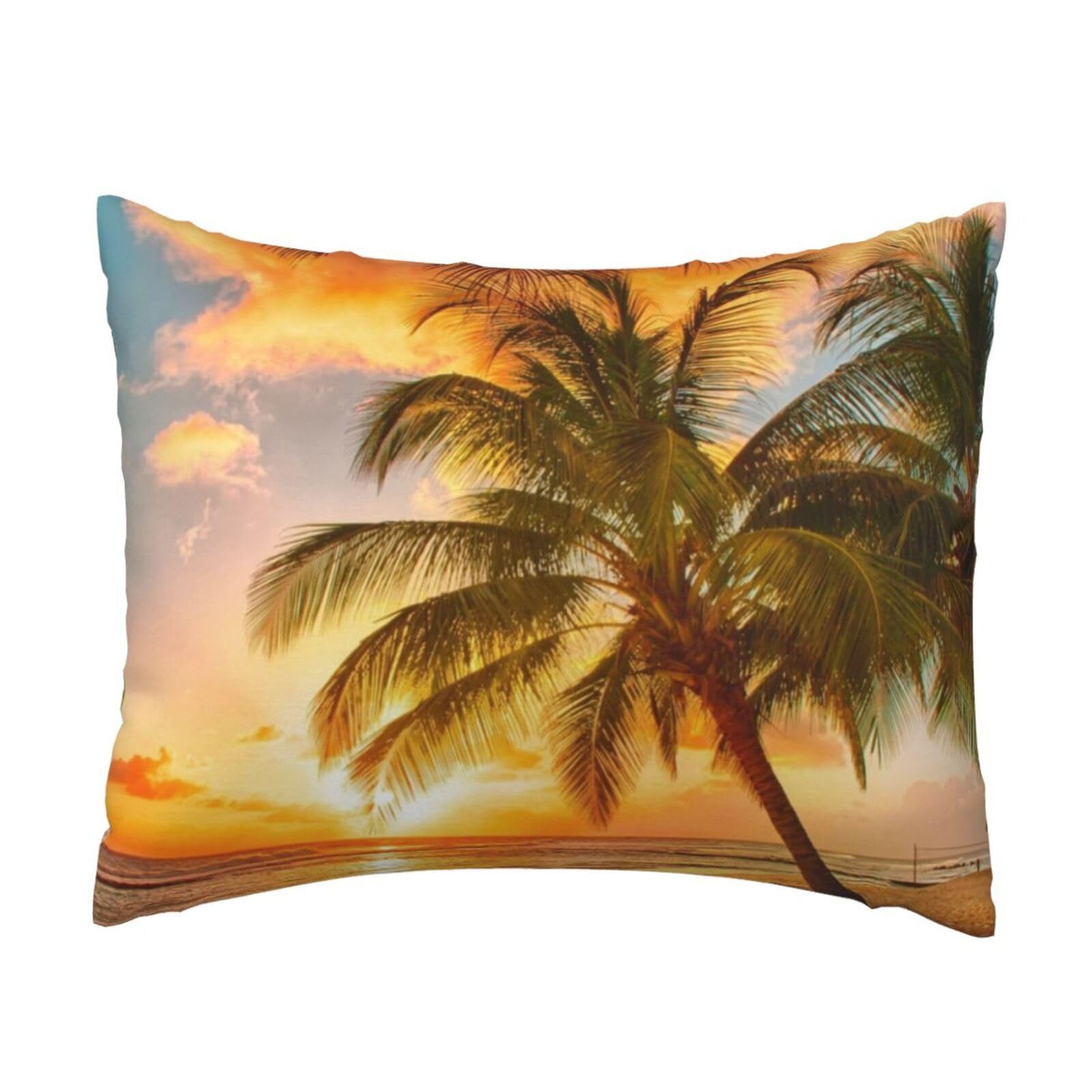 GSGCSBYMLG Sunset Hawaiian Palm Tree Waves printed Pillow Case 20x26in Cushion Cover