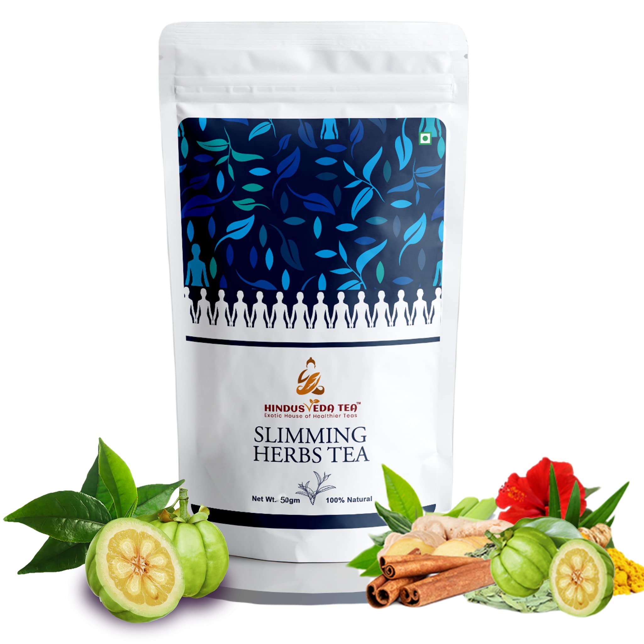 HINDUSVEDA TEA - Weight loss Slimming Tea (50 Gram) with Whole Leaf Green Tea with Garcinia cambogia, Cinnamon, Ginger, Lemongrass, Turmeric & Senna Leaf - Burn Extra Belly Fat & Get Fit | 0 % bitterness (B093KHYLSW) Amazon Price History, Amazon Price Tracker