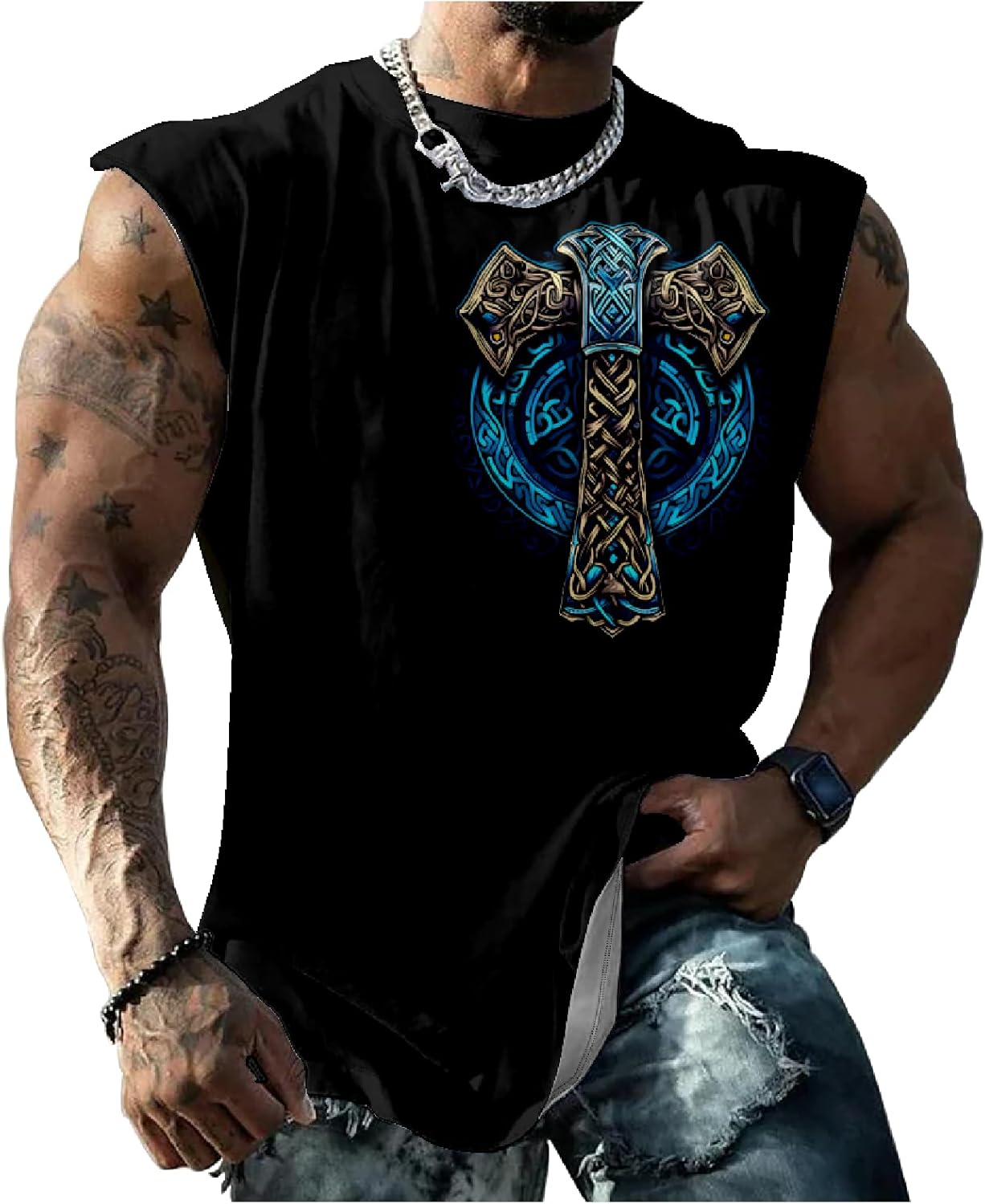 Mens Christian Faith Tank Tops Jesus Cross Print Dry Fit Big and Tall Men's Sleeveless Cotton Sport Tops