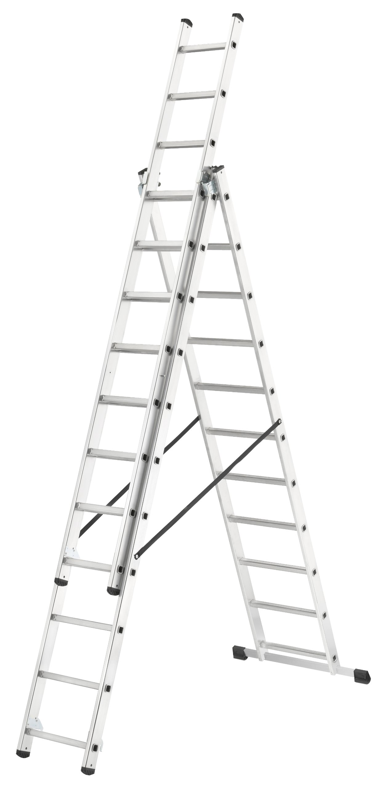 Hailo – Scala combinata in alluminio L680 3 pezzi 3 x 11 gradini, metallico, 1033 – 701