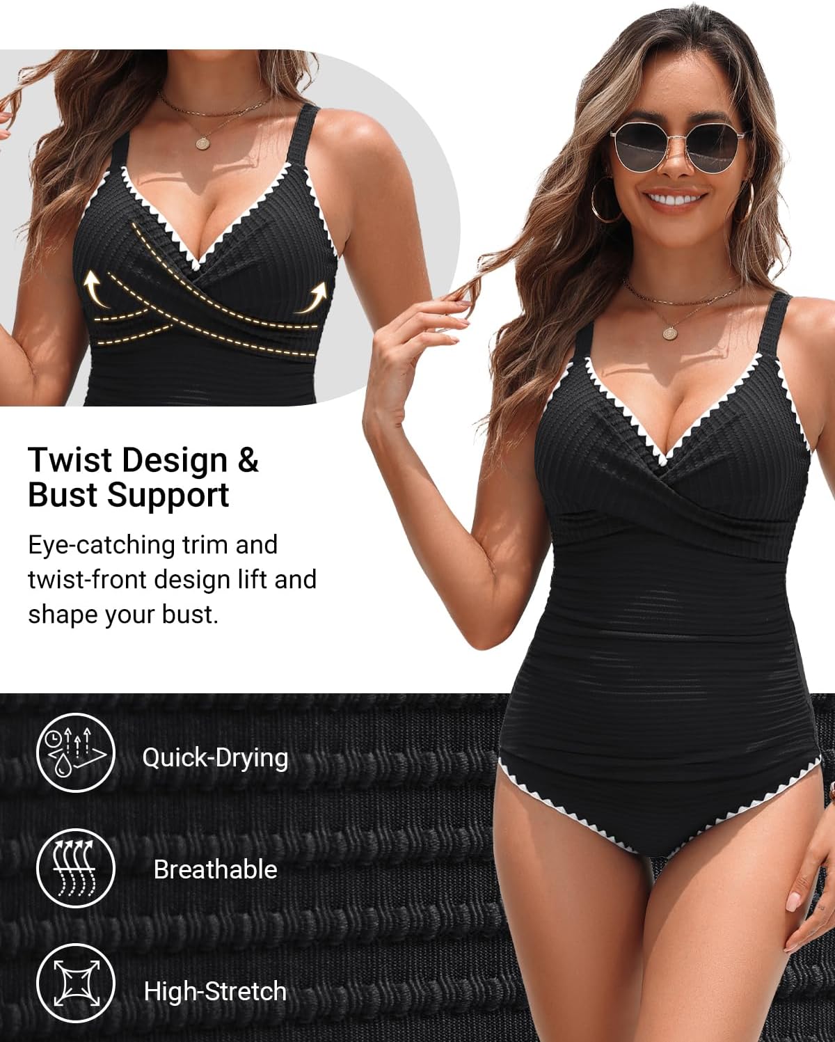 Daci Women's Tankini Swimsuits - Tummy Control Bathing Suits Two Piece Ribbed Twist 2025 Swimwear with High Waisted Bottom - Image 5