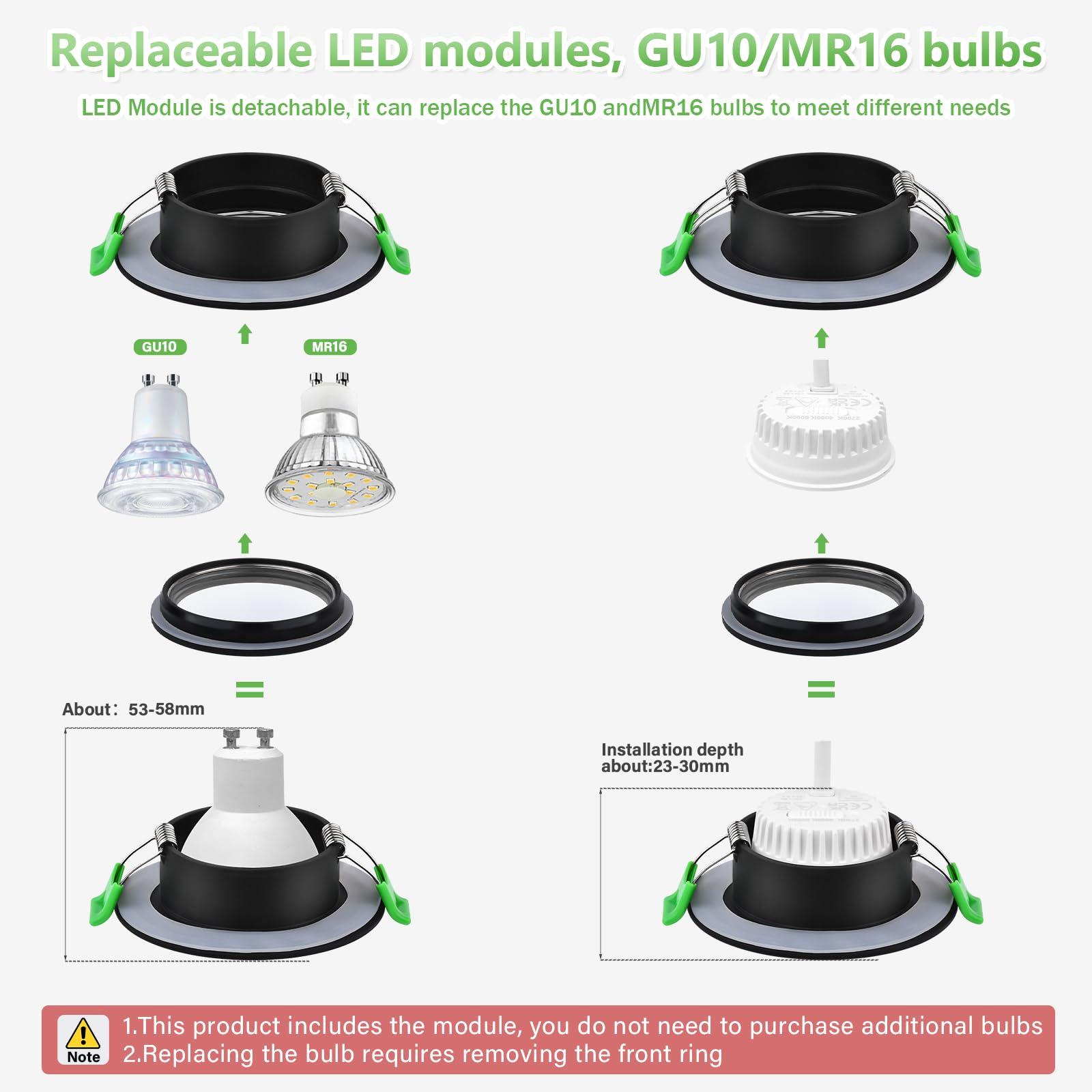 YindaLux 6 sztuk LED reflektor do zabudowy 230 V IP65 ściemniany 2700K / 4000 K / 6000 K reflektor do zabudowy GU10 rama wraz z modułem LED 5 W, matowy czarny reflektor sufitowy okrągły płaski