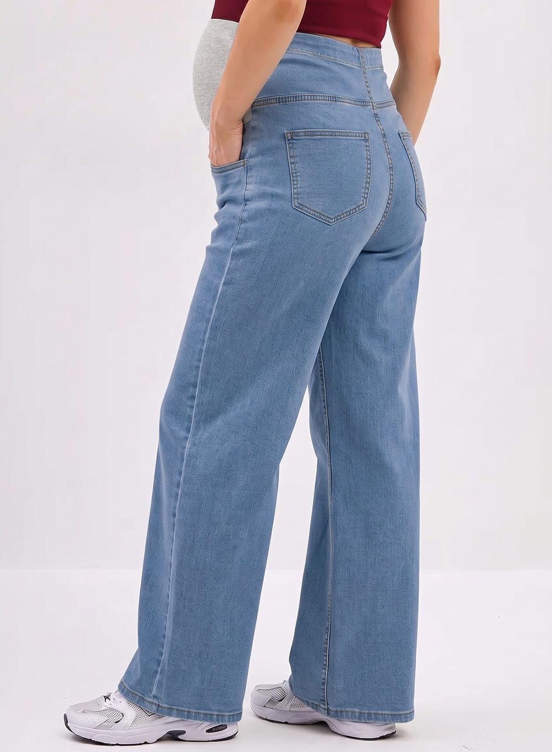 BLENCOT Maternity Jeans Over Belly Pregnancy High Waisted Casual Denim Pant