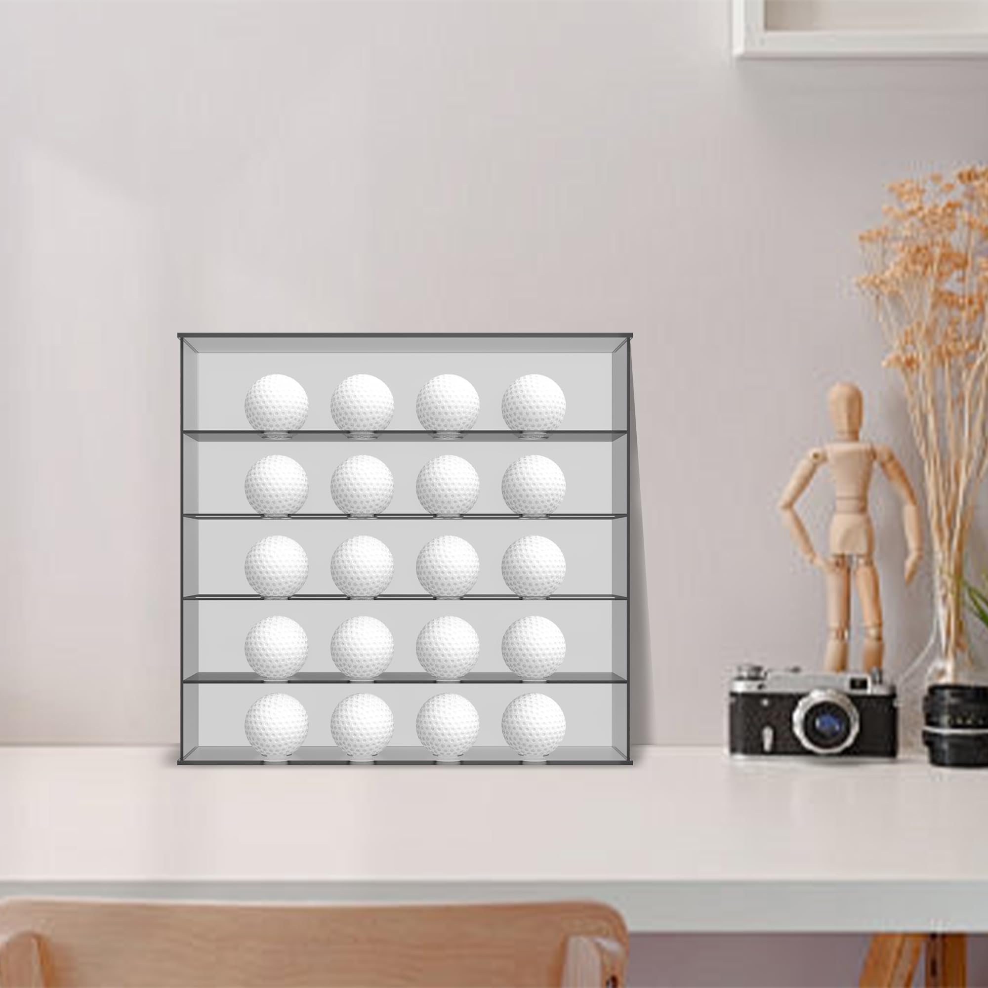 aleawol Présentoir mural pour 20 balles de golf - En acrylique transparent - Présentoir pour balles de golf et tennis de table - Pour amateurs de golf et objets de collection