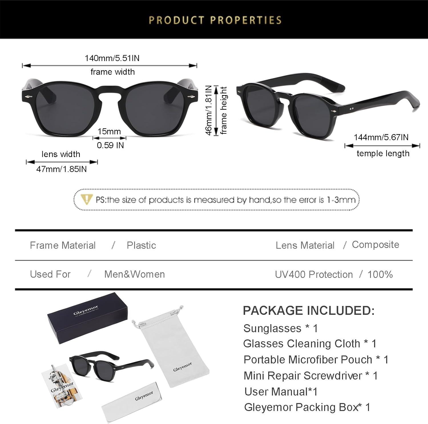 Gleyemor Fashion Sunglasses for Men Women Tortoise Shell Sunglasses Trendy Unisex Style UV400 Protection Shades - Image 6