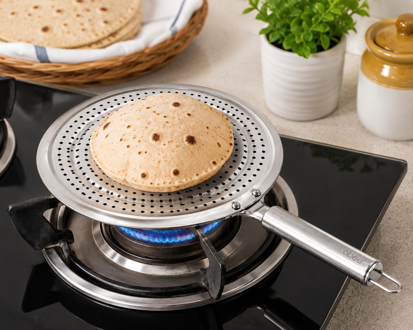 Abee Stainless Steel Heat Diffuser Plate for Gas Stove | Flame Tamer Roti Roaster Jali for Chapati, Papad, Simmer Cooking