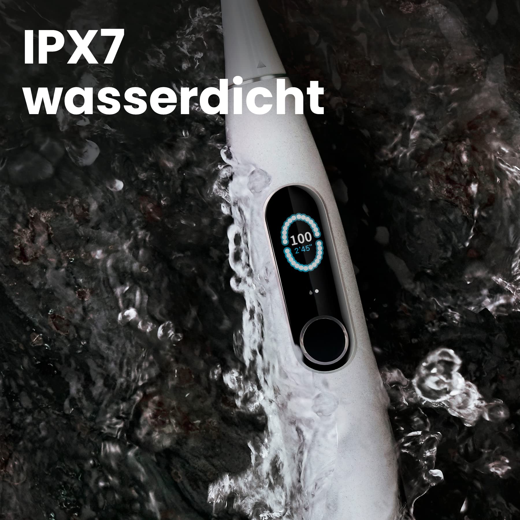 Oclean X Pro Elite Elektrische Zahnbürste, intelligenter Touchscreen, geräuscharm, 45 dB, 4 Modi und 32 Intensitätsstufen, 3,5 Tage Akkulaufzeit, mit Timer, Drucksensor und APP, IPX7, Grau