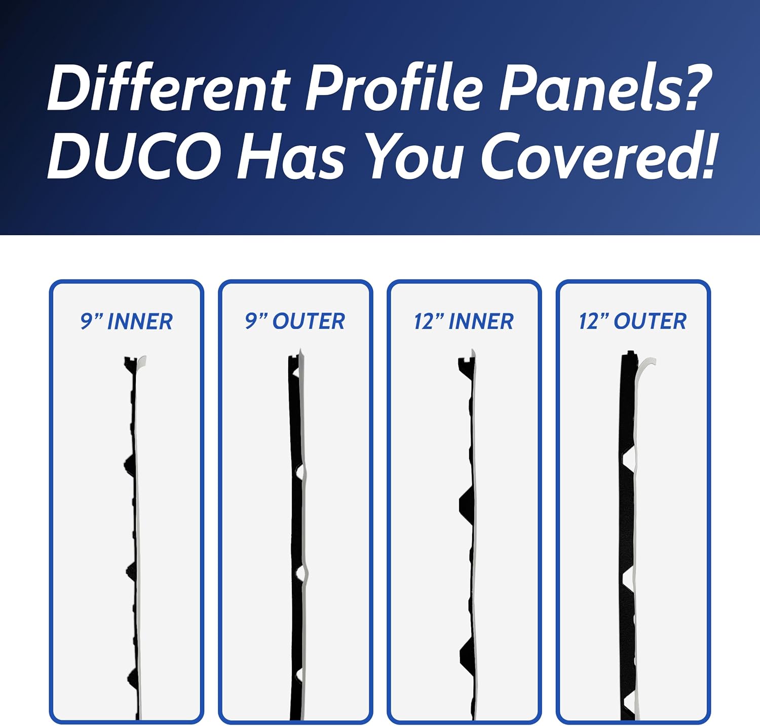 Duco Classic Rib Foam Closure Strips 3ft Long, 9" Rib Spacing - 100 Pack of USA-Made Black Inner Foam Closure Strips for Metal Roofing Panels - Blocks Gaps, Moisture, Noise, & Dust (with Adhesive)