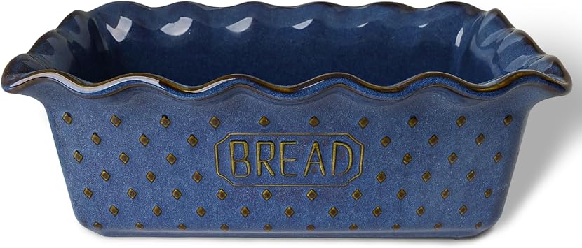 GDCZ Ceramic Loaf Pan for Baking Bread, 9"X5" Bread Pan Blue | Nonstick Meatloaf Pan, Rectangular Bread Loaf Pan, Microwave & Dishwasher Safe