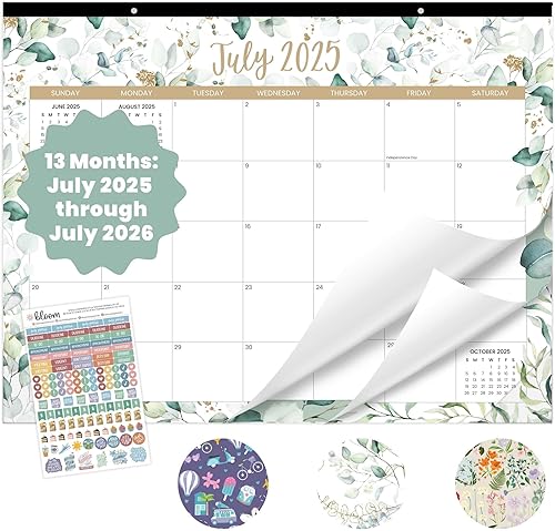 bloom daily planners Calendario de escritorio 2025-2026 Calendario de pared grande para año académico (julio de 2025 a julio de 2026) Agenda