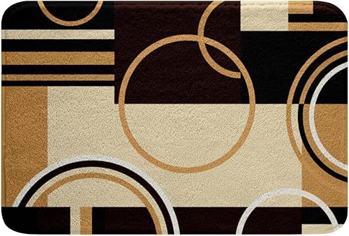 Erosebridal Tapete moderno de baño geométrico marrón y negro a rayas para niños y niñas, adultos, retro, círculos, remolinos, decoración de