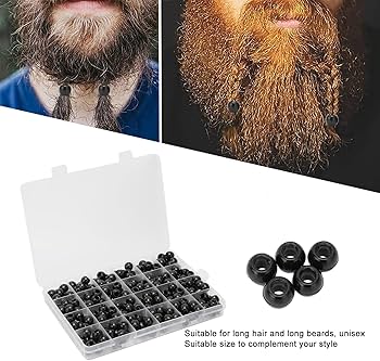 Amazon.co.jp: NSXAYIWEあごひげビーズ 240個 ブラック ファ