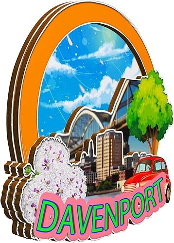 Miniatura 2 de Davenport Iowa USA - Imán de madera para nevera, monumentos en 3D, recuerdos coleccionables, decoración hecha a mano, 1598