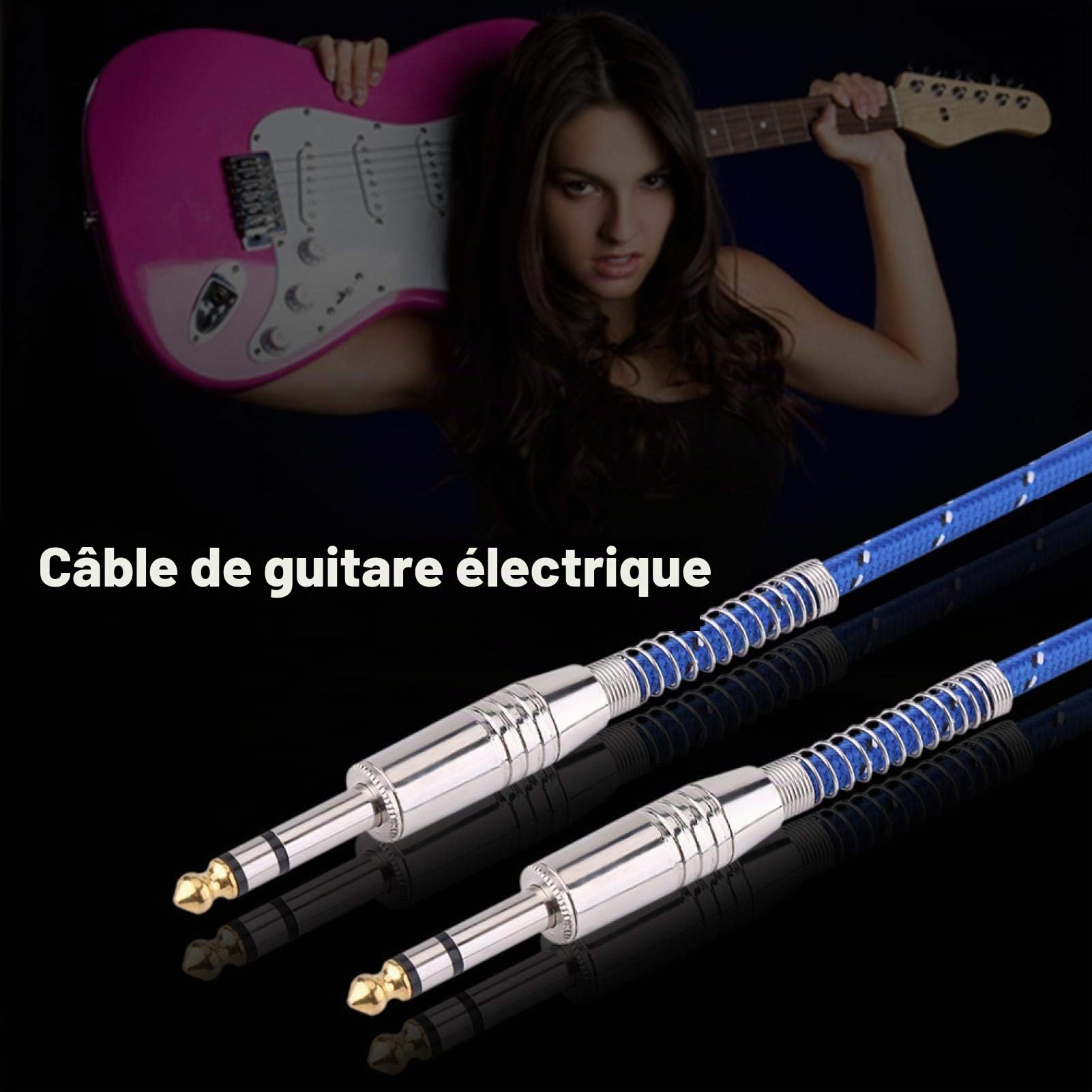 Socobeta Câble stéréo mâle à mâle 6.35mm câble Audio stéréo mâle à mâle pour Guitare électrique mélangeur stéréo(20M)