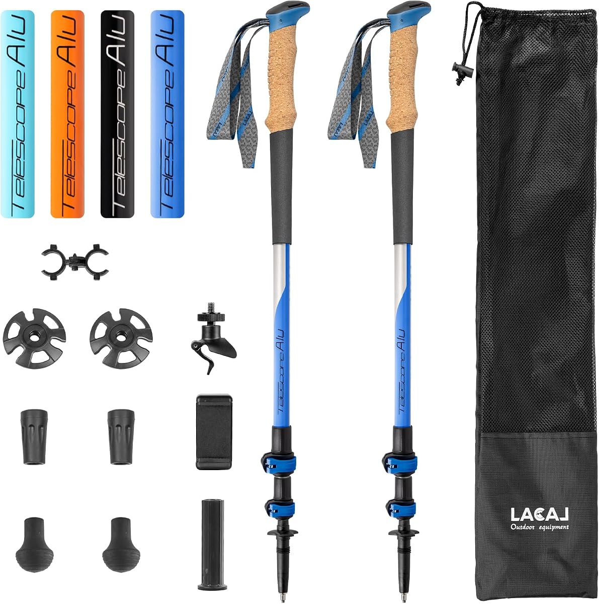 Bastones de senderismo, bastones de senderismo telescópicos ultraligeros, bastones portátiles con altura ajustable para hombres y mujeres