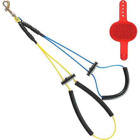 Rowno No Sit Haunch Holder Dog Restraint Grooming Assistance Kit, Heavy Duty Adjustable Cable Loop Clips for Small and Medium Dogs, Complete with Silicone Pet Hair Groom Brush