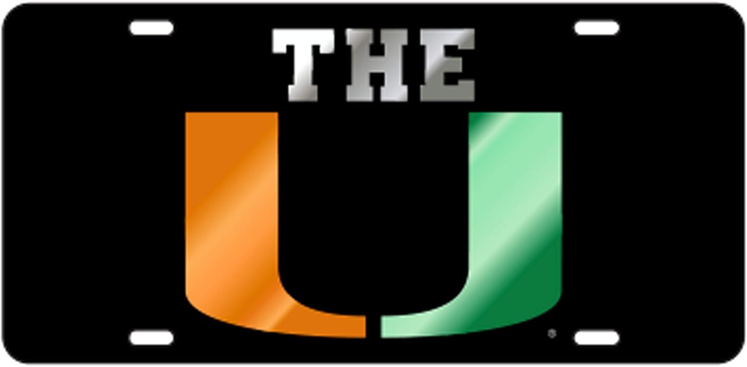Miami Hurricanes The U Inlaid Mirrored License Plate