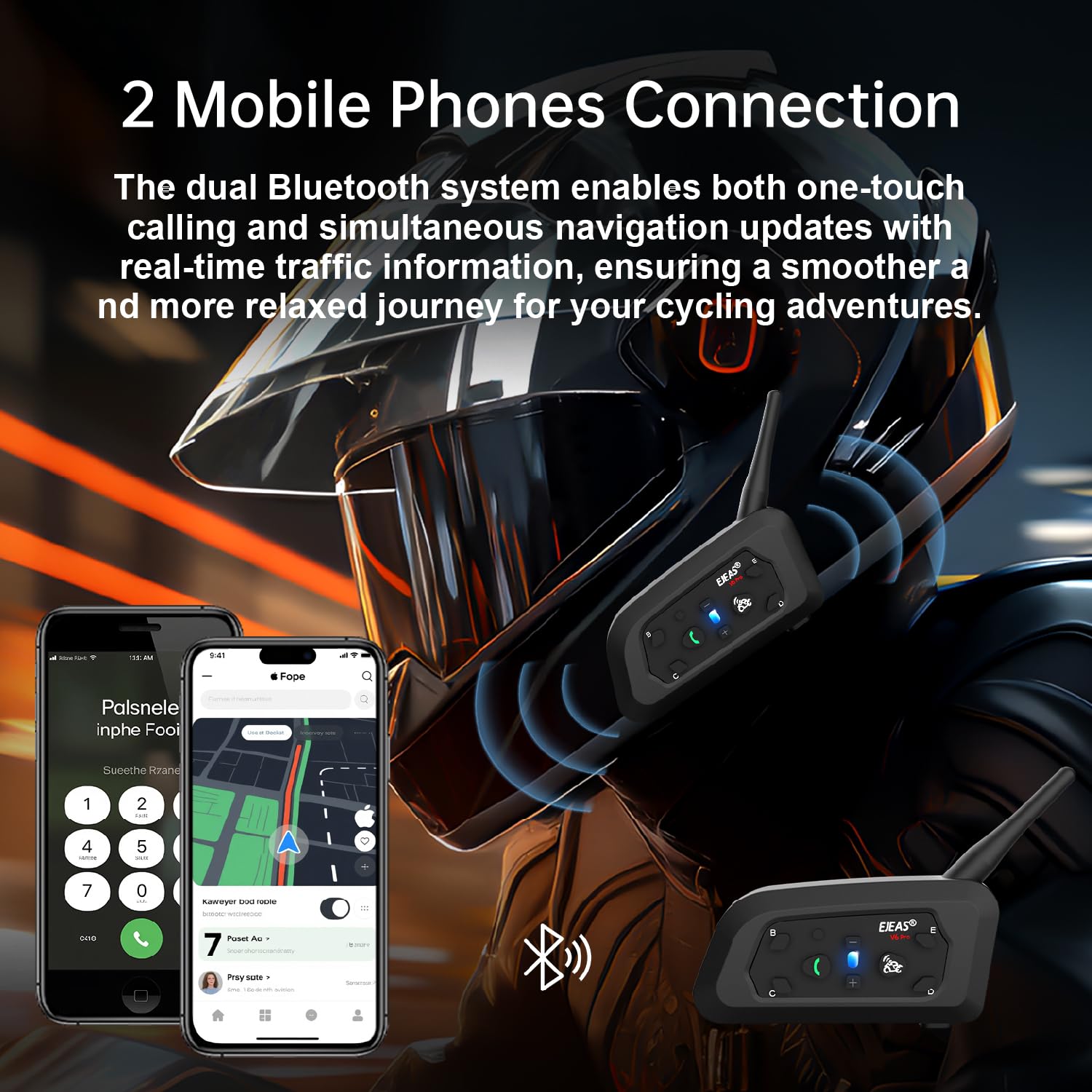 V6PRO - Auriculares Bluetooth para motocicleta con cancelación de ruido DSP, resistente al agua, sistema de comunicación para motocicletas