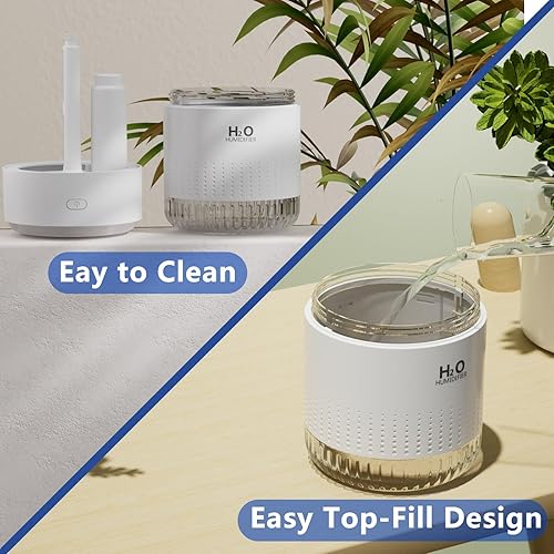Miniatura 5 de SZO Humidificador pequeño portátil, humidificador personal USB de escritorio para dormitorio, viajes, oficina, hogar, 2 modos de niebla, silencioso,