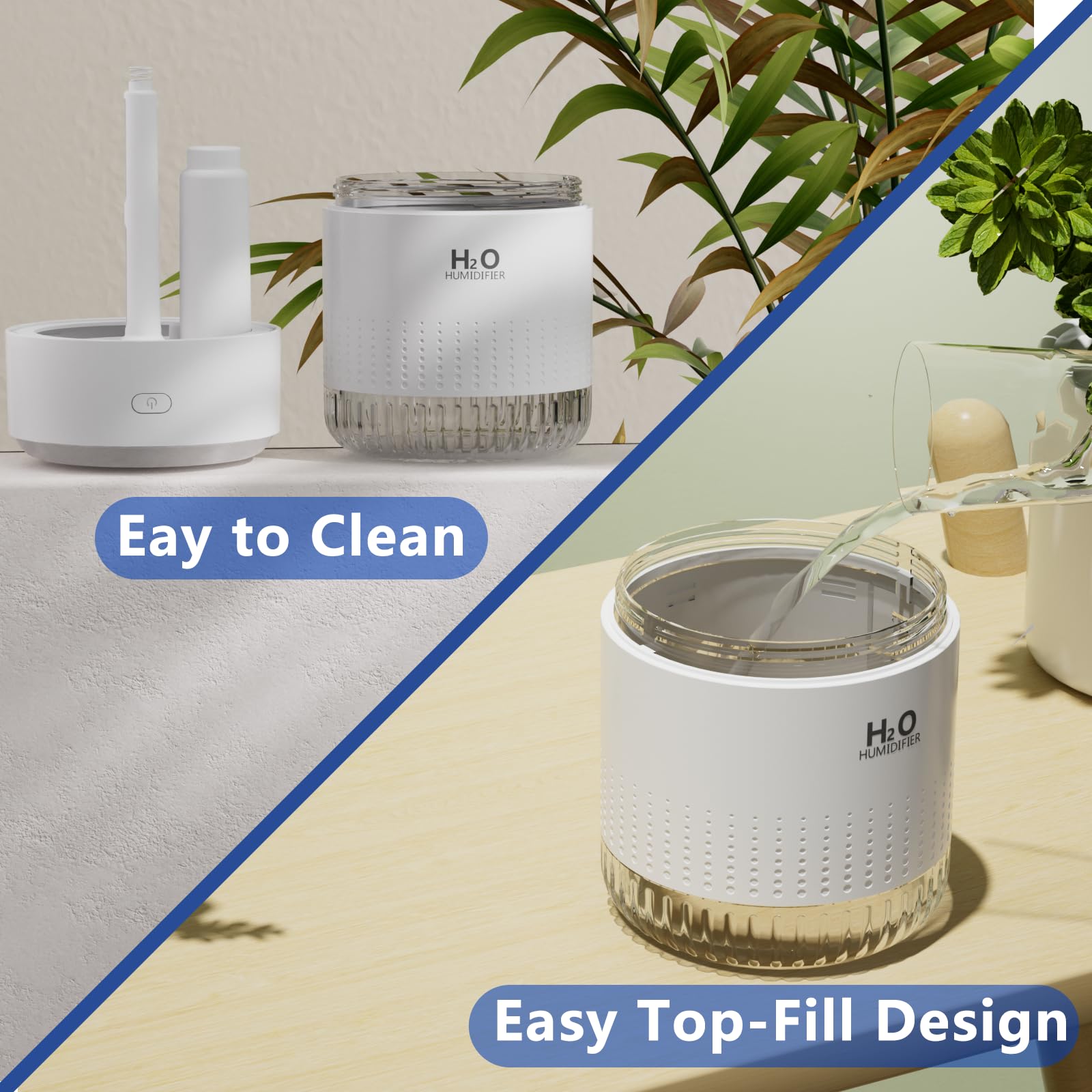 Mini Humidificador de interior con luz LED, apagado automático y dos modos de nebulización