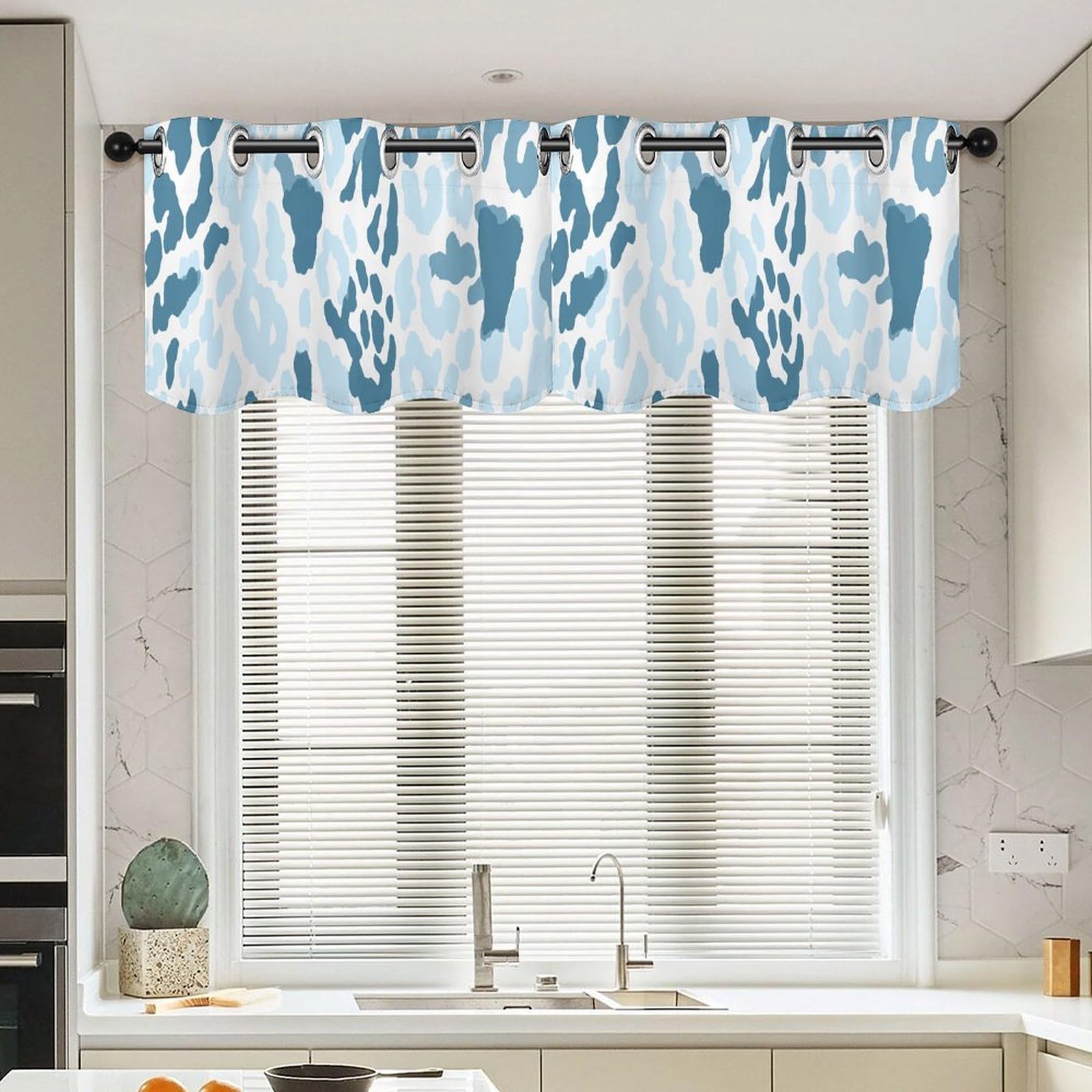 Cortinas de ventana pequeñas con estampado de leopardo Dynasty, juego de 2 cenefas