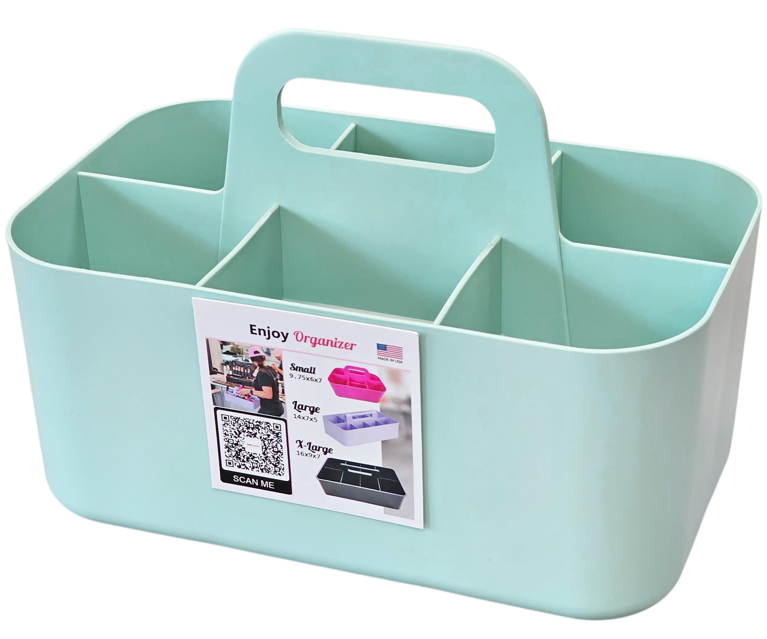 Enjoy Organizer - Small Stackable Portable Simple 6-Compartment Caddy With Handle For Art Shower Dorm Office Supplies Multi
