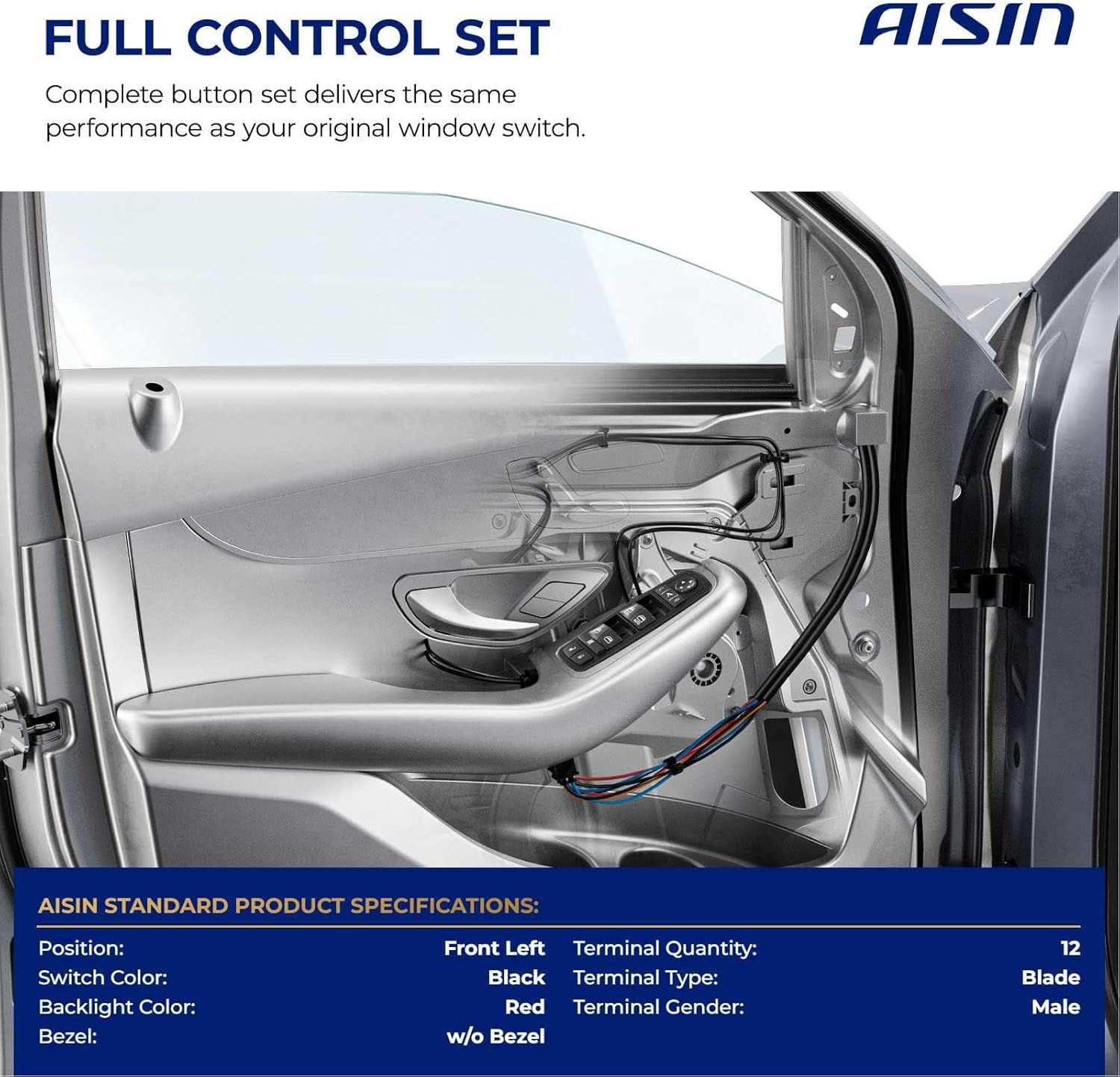 AISIN AFTERMARKET PWSGM-00111 Front Driver Power Window Switch - Compatible with Pontiac Torrent 2006-2009