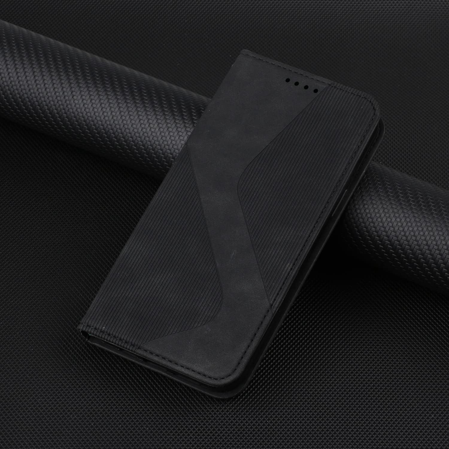 Etui do Motorola Moto Edge 50 Fusion, skórzane etui z klapką z wewnętrzną obudową TPU magnetyczny stojak z klapką kompatybilne z Moto Edge 50 Fusion - Czarny