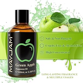 MAYJAM 3.38FL.OZ Green Apple Fragrance Oils with Glass Dropper, 100ML Essential Oils for Diffusers for Home, Long Lasting Scented Oils for Diffusers Soap Candle Making