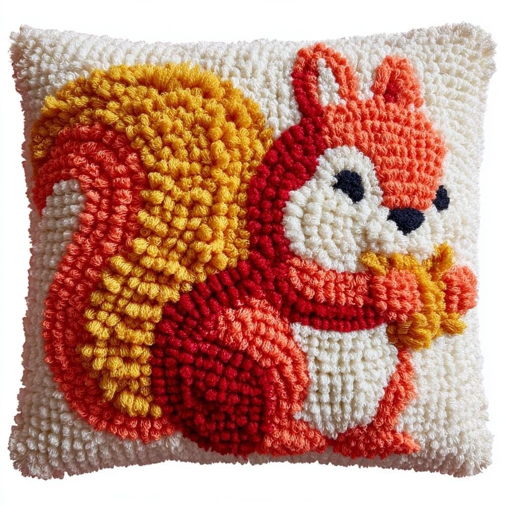 AxiangziK Latch Hook Cushion Kits,Animal Squirrel