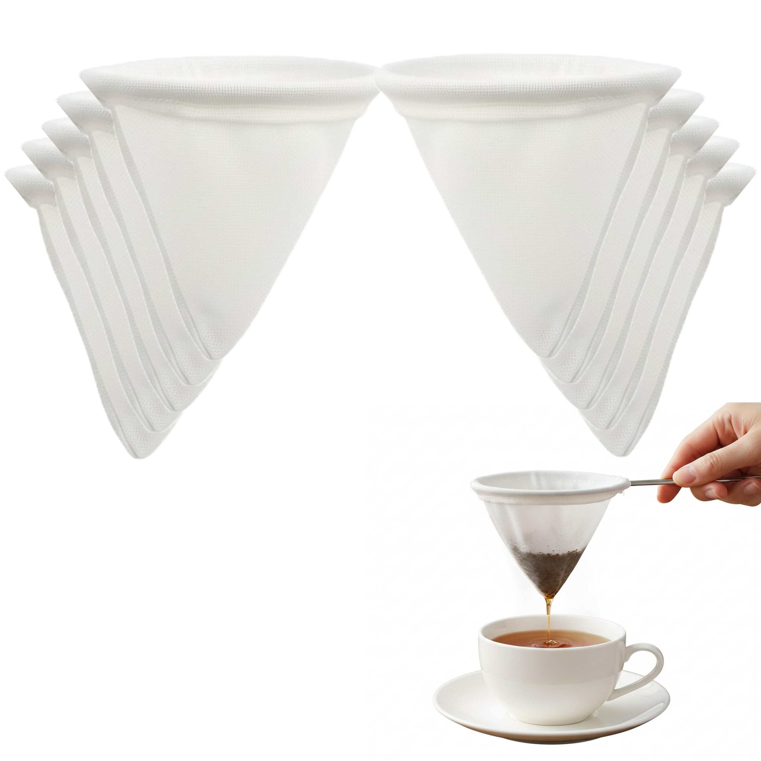 PRAGANIYA COOKWARES Cotton Tea Strainer/Chai Chhalni/Coffee Strainer/Tea Filter/Juice and Oil Filter with Wire Handle and Stainless Steel (10 NOS Replacement Cloth)-image-15