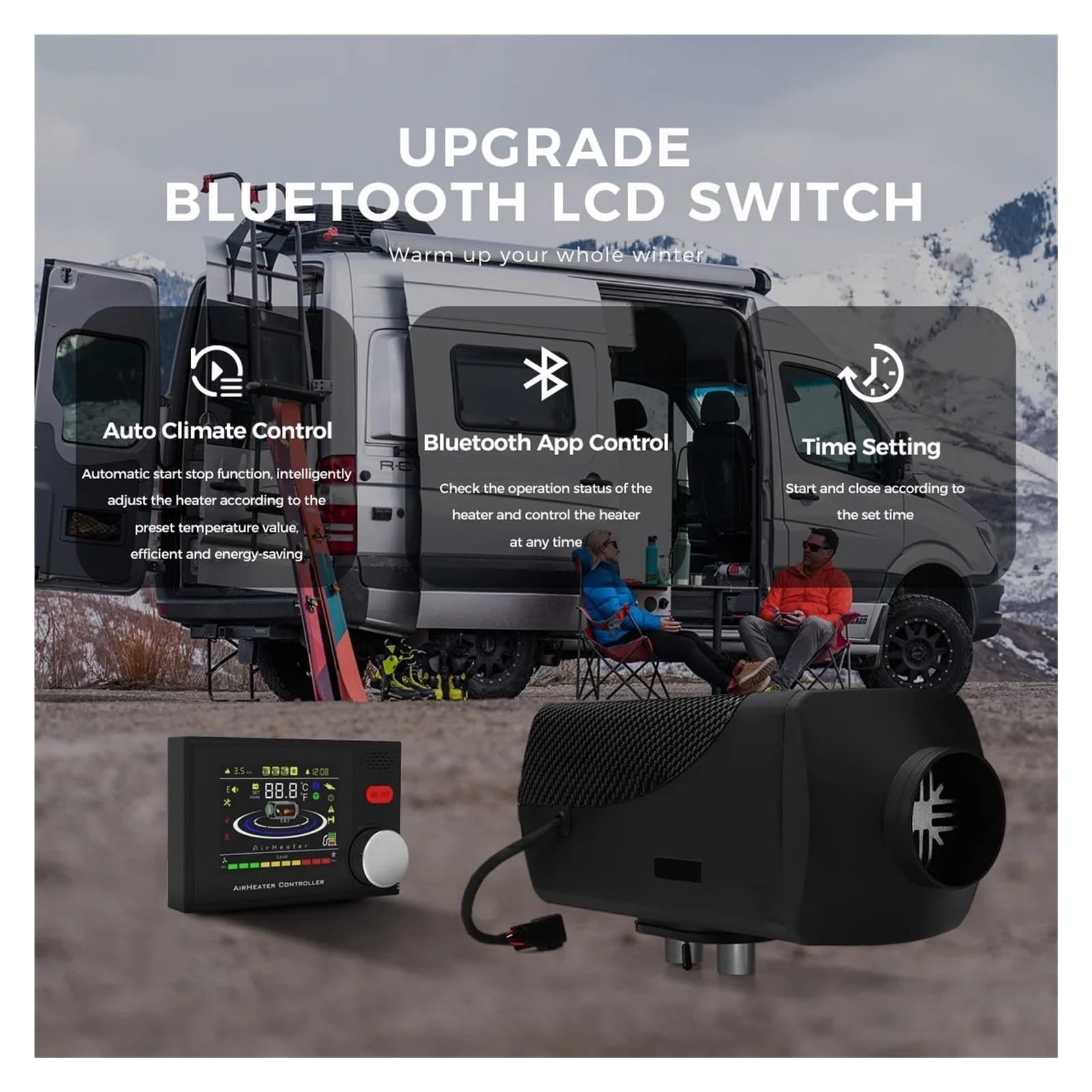 12 V 24 8 KW Nagrzewnica Powietrza Diesel Postojowa Cichy Nocny Grzejnik Z LCD I Bluetooth APP Do Samochodu Kempingowego, Ciężarówki, Domu Łatwy w instalacji