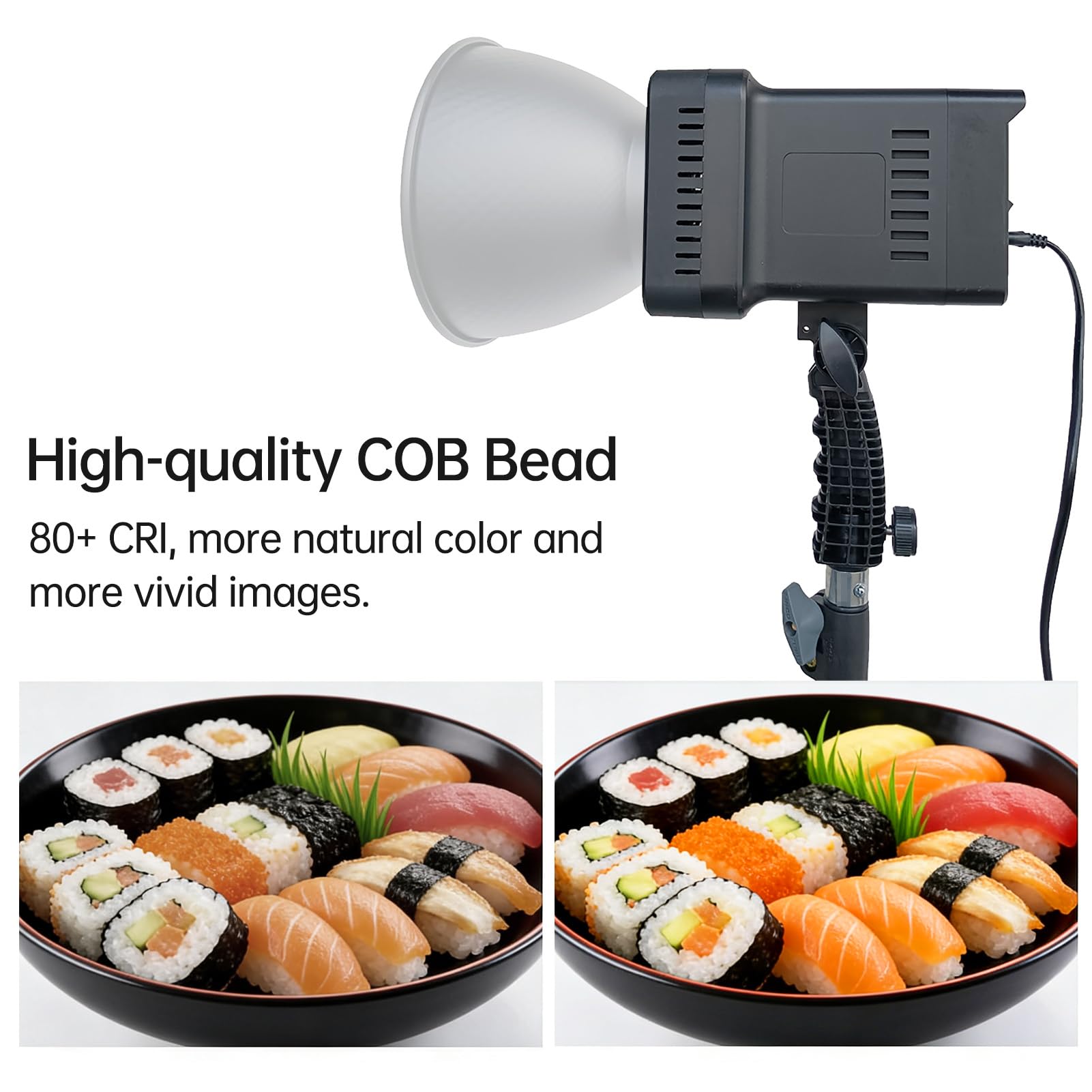 Asixxsix Wideo LED, Dwukolorowe światło Wypełniające COB LED o Mocy 100 W, z Pilotem i Abażurem, Wszechstronna Barwa RGB 2700–6500 K, do Nagrywania Wideo W Fotografii Studyjnej