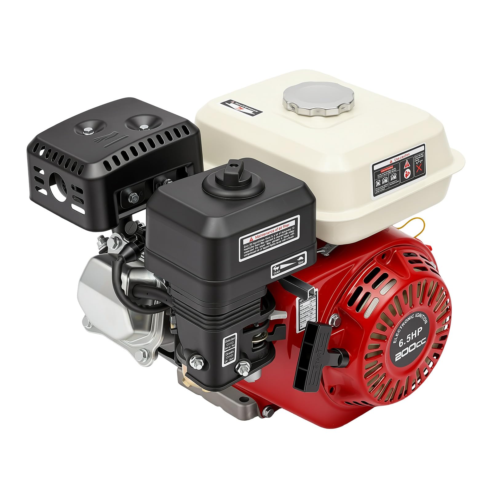 Moteur à gaz horizontal de 6,5 CV, 160 CC 4 temps OHV de rechange de qualité industrielle, moteur à gaz compatible avec Honda GX160, arbre de 20 mm de diamètre