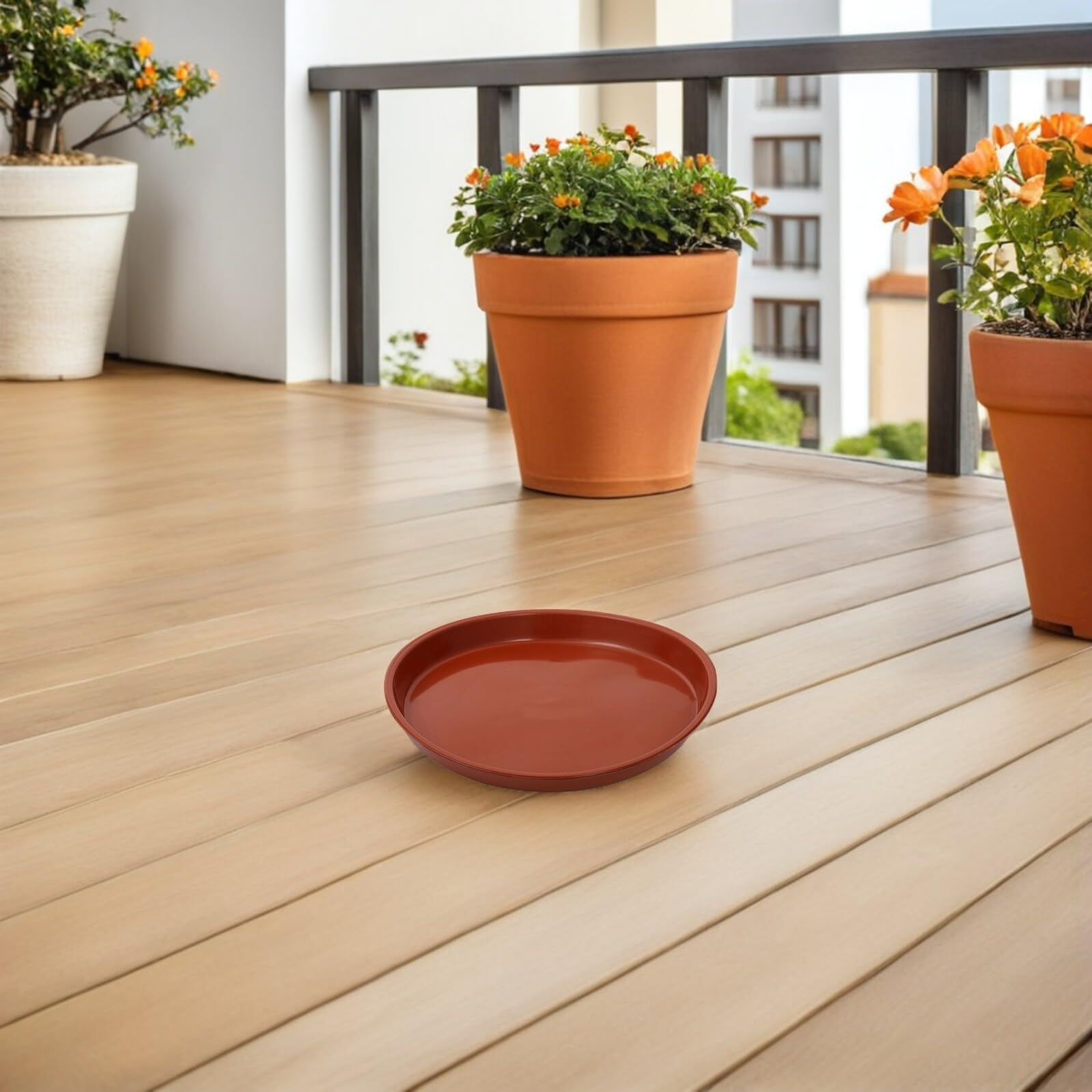 COLLBATH Bandejas para Macetas de Plástico Rojo 25 Piezas Platillos Redondos de 25 CM de Diámetro Colectores de Agua para Plantas Platos de Drenaje para Jardinería Hogar Oficina y