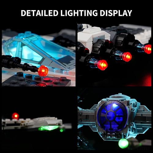 Miniatura 5 de Kit de luz LED para Lego Star Wars Mandalorian Fang Fighter vs. TIE Interceptor 75348, kit de iluminación creativa compatible con Lego 75348 (solo