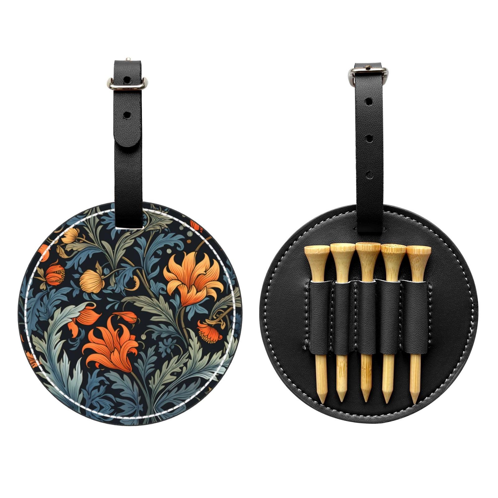 floral Black Printed golf tee storage bag - portable design, easy to organize tee