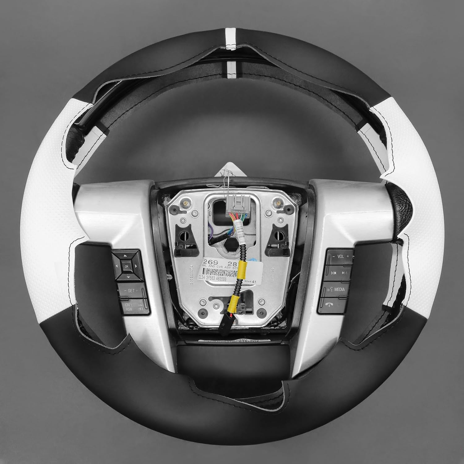 MEWANT Hand Stitch Black Steering Wheel Cover Wrap for Ford F-150 2009-2014 Steering Wheel Accessories for Ford F-150