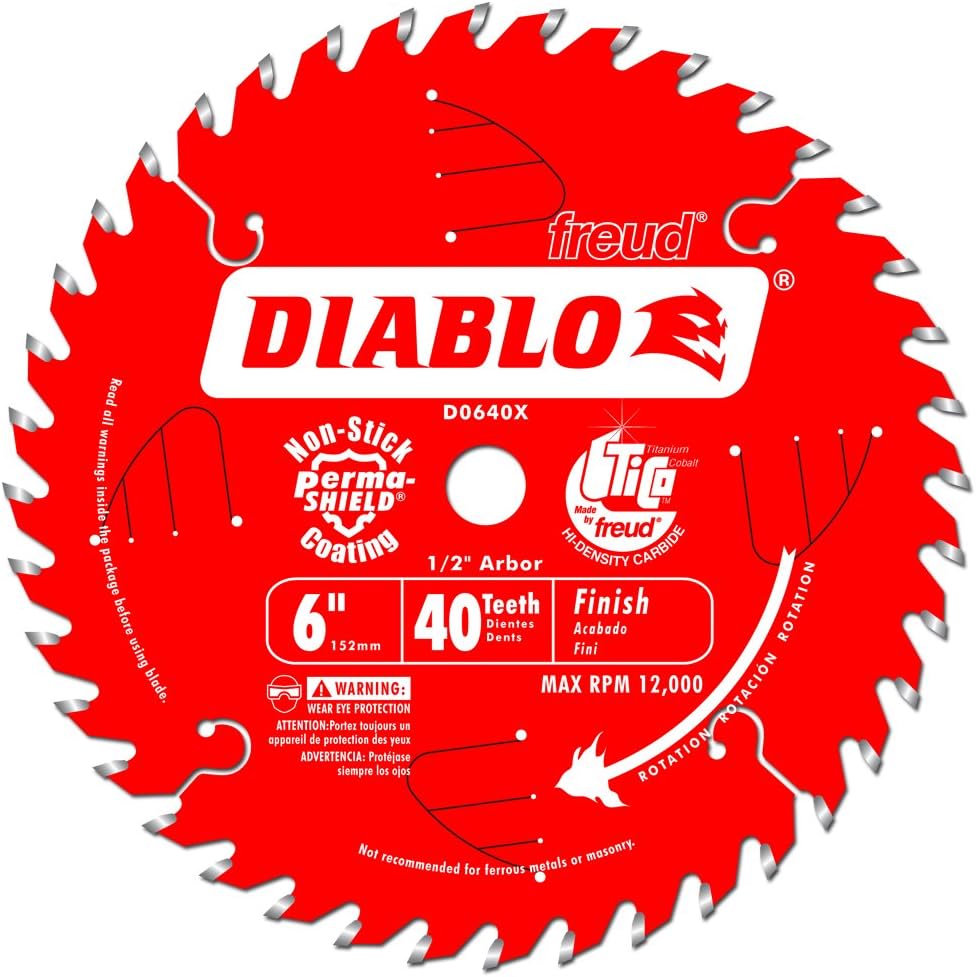 6-Inch 40 Tooth ATB Trim Saw Blade with 1/2-Inch Arbor,