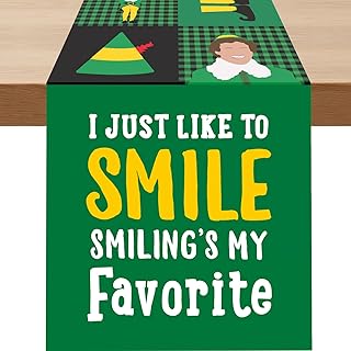 Buddy The Elf Christmas Decorations, Funny Christmas Table Runner, Buddy The Elf Merchandise Gifts, Winter Holiday Party Supplies, Xmas Home Kitchen Dining Room Fireplace Table Decor, 13x72 Inch