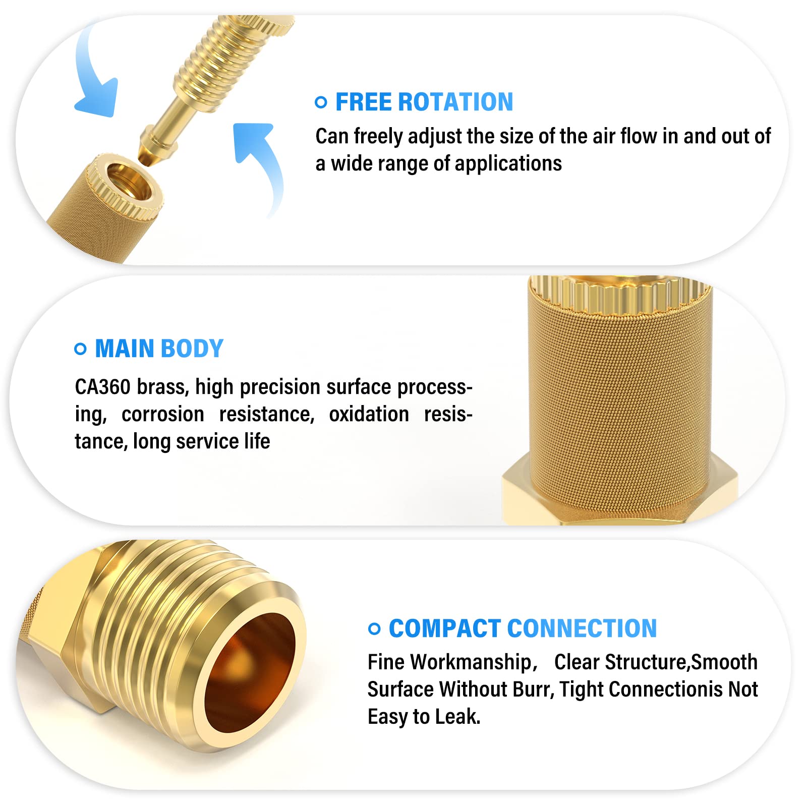 TAILONZ PNEUMATIC 1/4 Inch NPT Air Pneumatic Flow Control Mufflers, Sintered Bronze Exhaust Muffler Brass Body Protruding (Pack of 10) — Amazon image 3