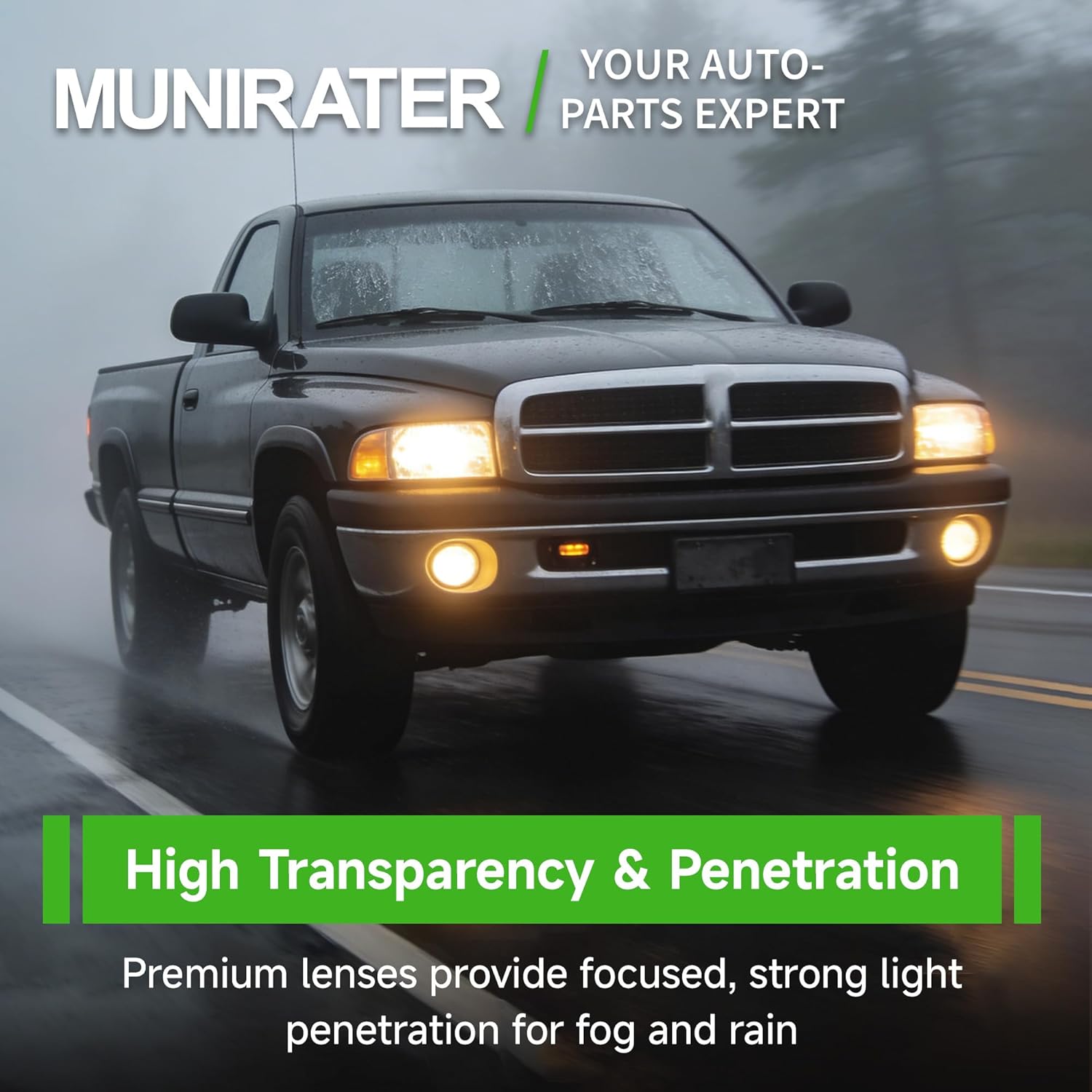 munirater CH2592104 CH2593104 Fog Lights with Bulbs Replacement for Dakota 1997-2000 Pickup Truck Replacement for Durango 1998-2000 Lighting OE Fitment Set (2-Pack)