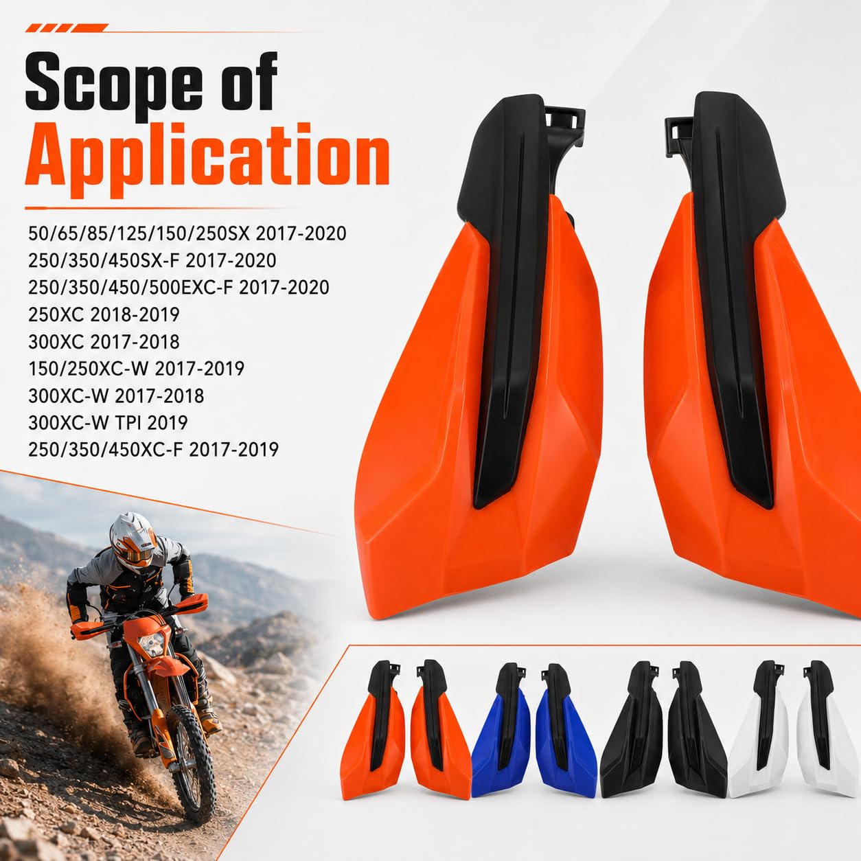 Protege Main Moto, Protege Main Moto Cross, Protection Guidon Poignet Moto Cross Protege Main pour KTM SX SXF EXCF 50 65 85 125 150 250 350 450 500 2017-2020 XCW XCF XC-Orange