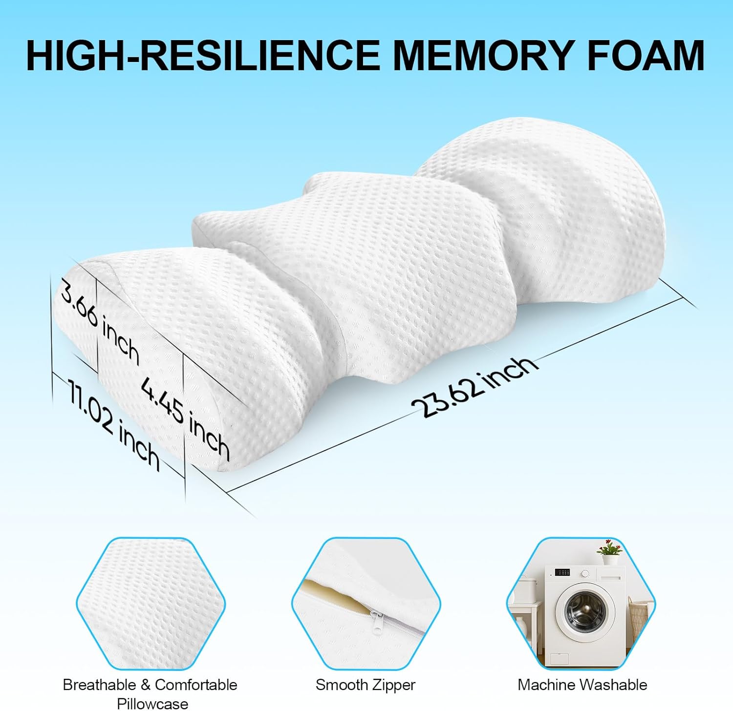 Cervical Pillow for Neck Pain Relief, Cervical Neck Pillow for Sleeping Ergonomic Contour Side Sleeper Pillows for Adults,Memory Foam Orthopedic Bed Pillow for Side Back Stomach Sleeper - Image 7