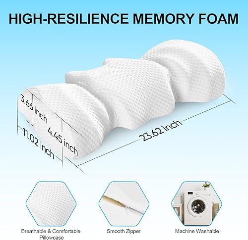 Miniatura 7 de Almohada cervical para aliviar el dolor de cuello, almohada cervical cervical para dormir, almohadas ergonómicas de contorno lateral para adultos,
