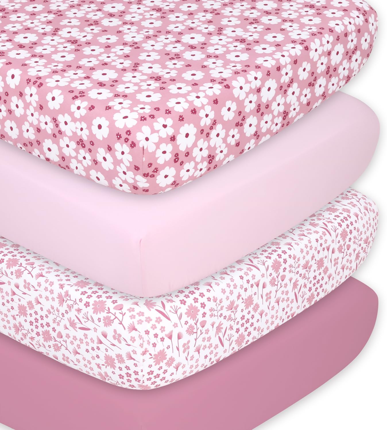 The Peanutshell Baby Girl Crib Sheets, Floral Fitted Baby