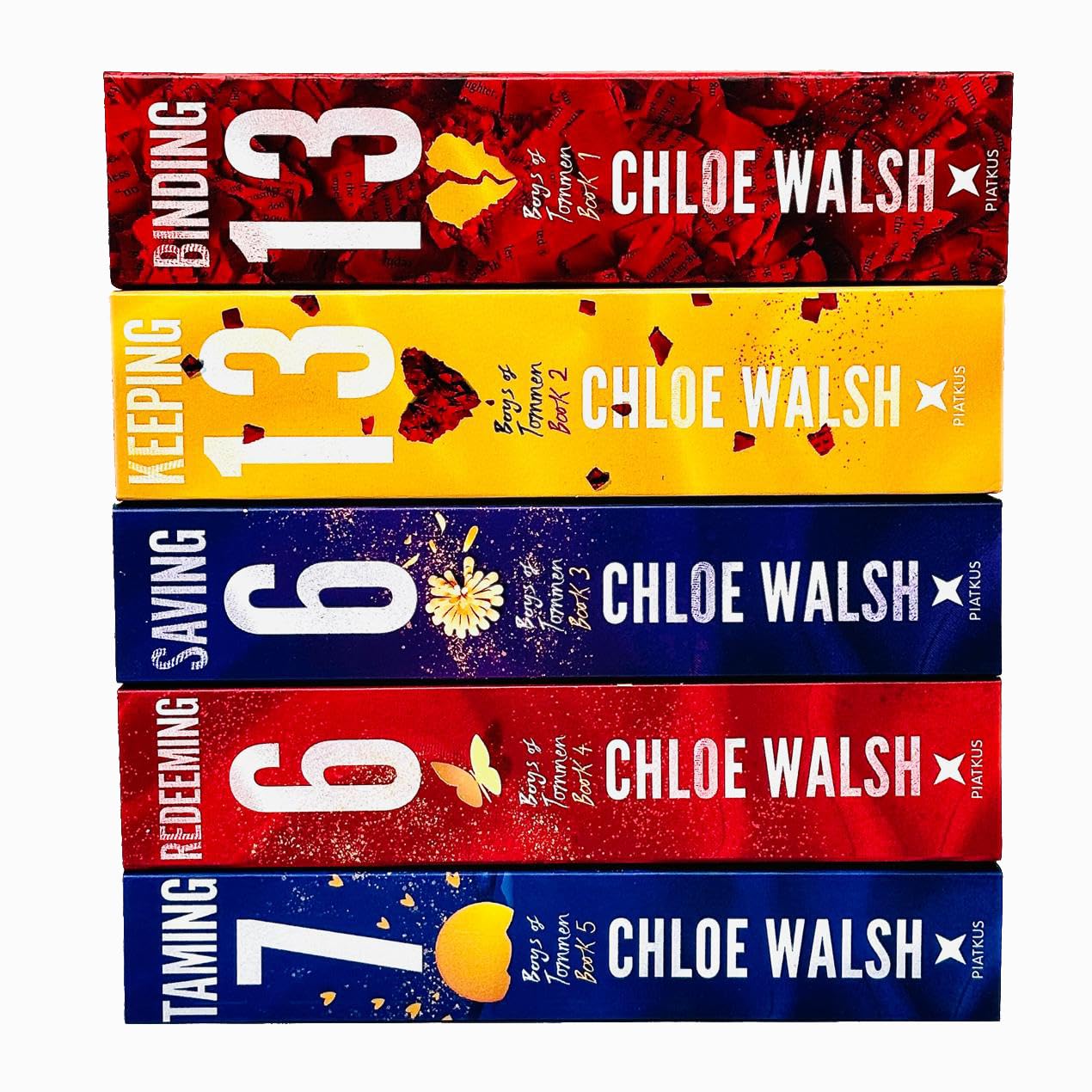 Foblit ltd Collezione di libri della serie 5 di Boys of Tommen di Chloe Walsh (Binding 13, Keeping 13, Saving 6, Redeeming 6 e Taming 7)